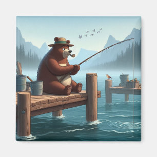 Imán Oso de montaña rústico y vintage al aire libre