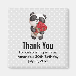 Imán Oso de Panda con Rose Bouquet Fiesta Gracias