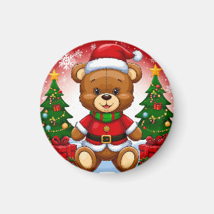 Imán Oso de peluche adorable con traje de Santa