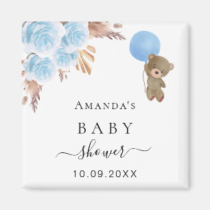 Imán Oso de peluche Baby Shower pampas pasto chico azul