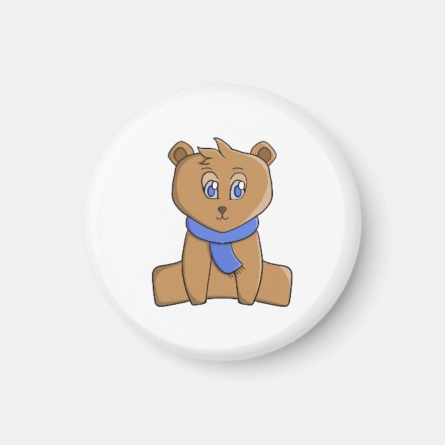 Imán Oso de peluche con un pañuelo azul (Frente)