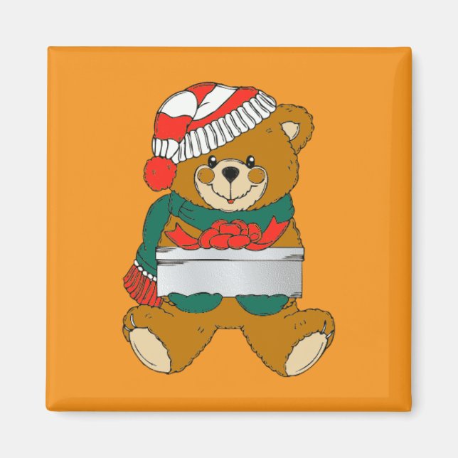 Imán Oso de peluche de Navidad (Frente)