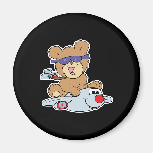 Imán oso de peluche de vacaciones en avión (Frente)