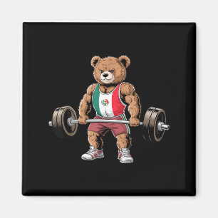 Imán Oso de peluche divertido bandera mexicana levantan