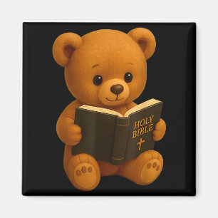 Imán Oso de peluche leyendo una biblia cristiana religi