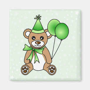 Imán Oso de peluche lindo del cumpleaños - verde