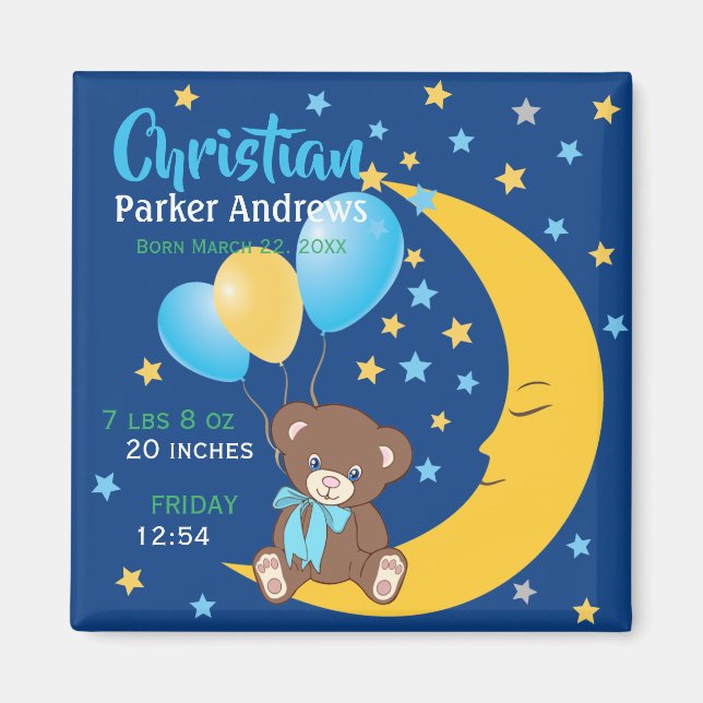 Imán Oso de peluche sentado en las estadísticas del nac (Frente)