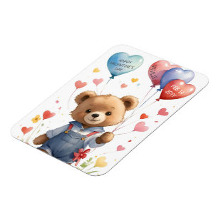 Imán Oso de San Valentín de acuarela linda personalizad