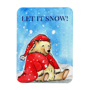 Imán Oso de Santa en la nieve – ¡que nieve!