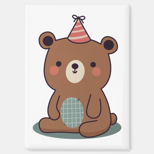 Imán Oso De Teddy Con Un Gorra Fiesta (Anverso)