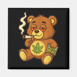 Imán Oso De Teddy Oso Funny Oso Fumador De Alga Con Hoj