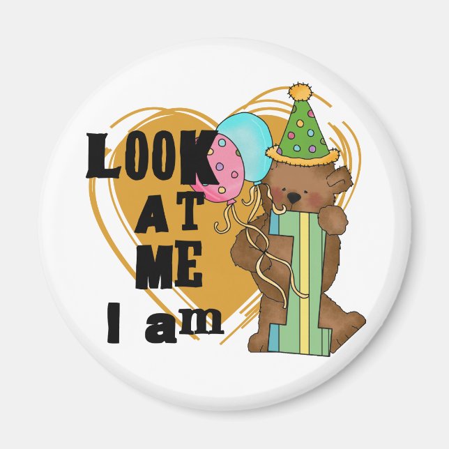 Imán Oso de Teddy Soy camisetas de cumpleaños y regalos (Frente)