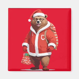 Imán Oso En Santa Costume Adorable Navidades Graciosos
