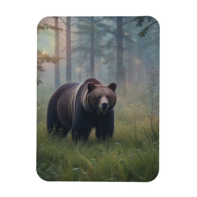 Imán Oso en un bosque mágico (Vertical)