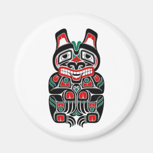 Imán Oso espiritual rojo y verde de Haida