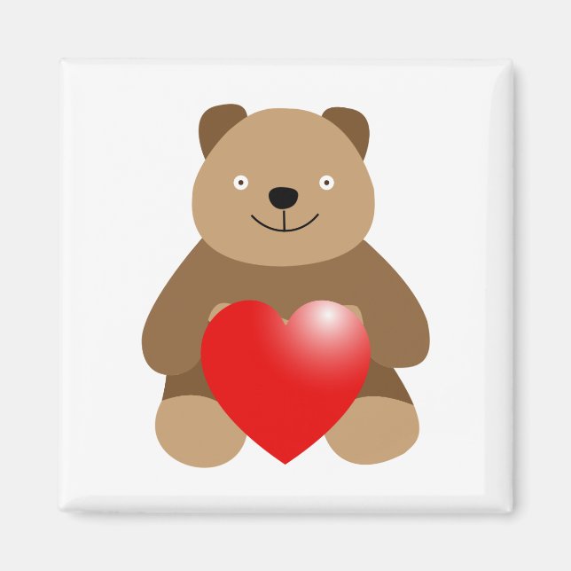 Imán Oso gracioso con corazón (Frente)