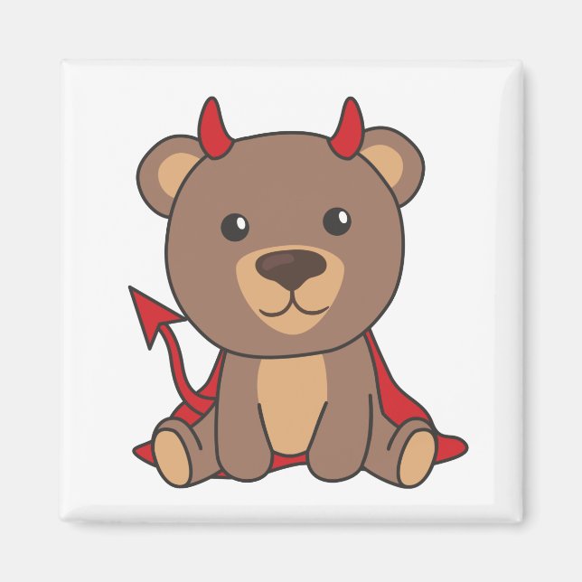 Imán Oso Halloween Cute Devil Kids Witch Costume (Frente)