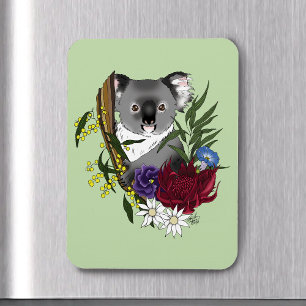 Imán Oso Koala Adorable Verde Flora Fauna Australiana