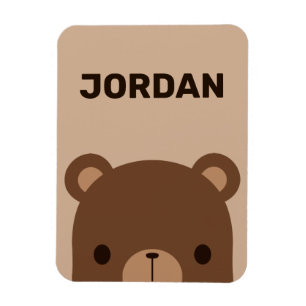 Imán Oso marrón lindo con nombre personalizado