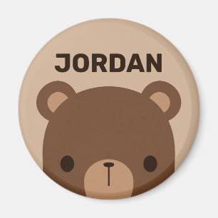 Imán Oso marrón lindo con nombre personalizado