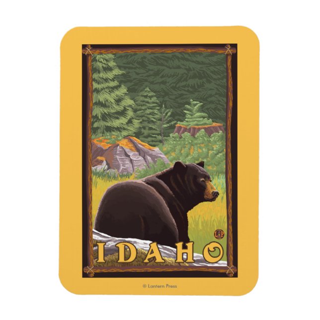 Imán Oso Negro en el bosque - Idaho (Vertical)