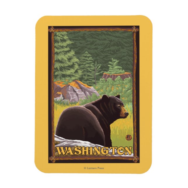 Imán Oso Negro en el bosque - Washington (Vertical)