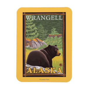 Imán Oso negro en el bosque - Wrangell, Alaska