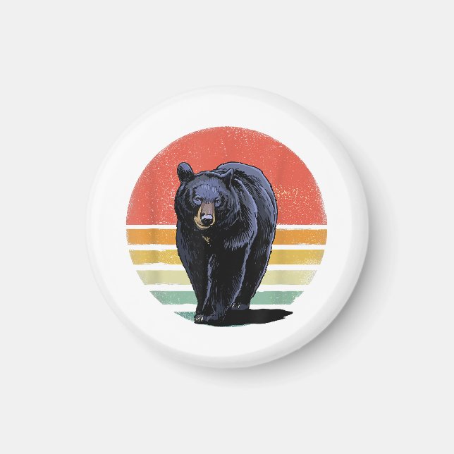 Imán Oso negro retro vintage (Frente)