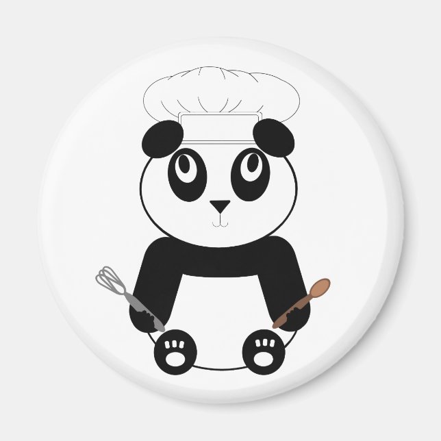 Imán Oso Panda con el gorra del chef Magnet (Frente)