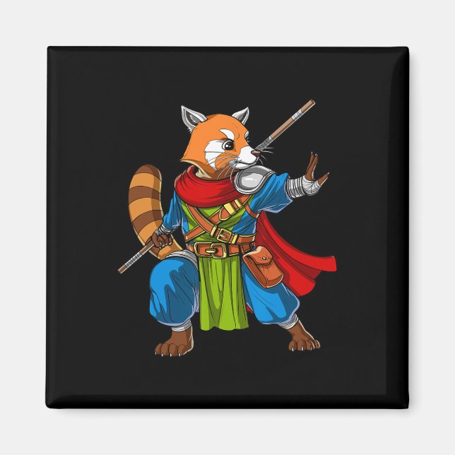 Imán Oso Panda Rojo Ninja Samurai Guerrero Funny Kung F (Frente)