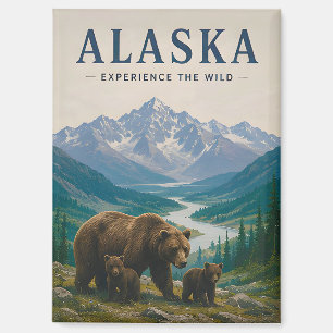 Imán 🐻 Oso Pardo de Alaska Montaña Salvaje 🏔️
