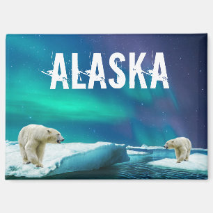 Imán Oso Polar Aurora Borealis Alaska Magnet