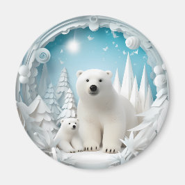 Imán Oso polar con el frío invierno blanco del océano á