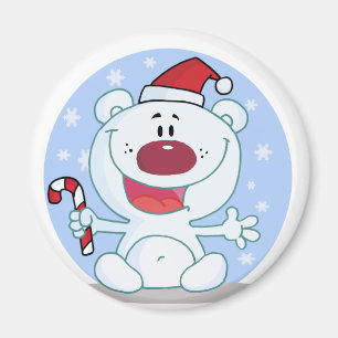 Imán Oso Polar Con Navidades De Candy Cane