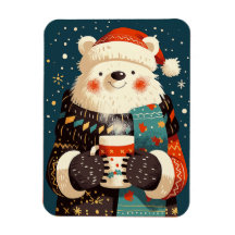 Oso Polar con Taza de Chocolate Caliente
