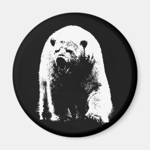 Imán Oso Polar de Arte Pop Blanco y Negro