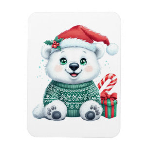 Imán Oso polar de Navidades cortos en suéter festivo