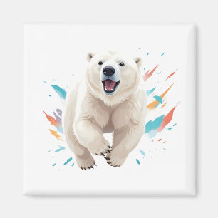 Imán Oso Polar Feliz Diversión Jugativa Jugando Aire Al