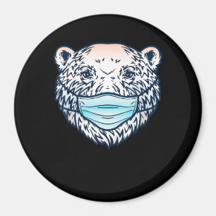 Imán Oso Polar Gracioso Usando Una Máscara De Mascara A