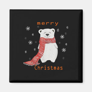 Imán Oso polar lindo Bufanda Feliz Navidad Xmas Fiesta