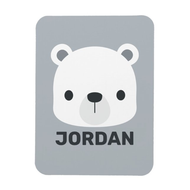 Imán Oso polar pequeño y corto con nombre personalizado (Vertical)