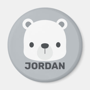 Imán Oso polar pequeño y corto con nombre personalizado
