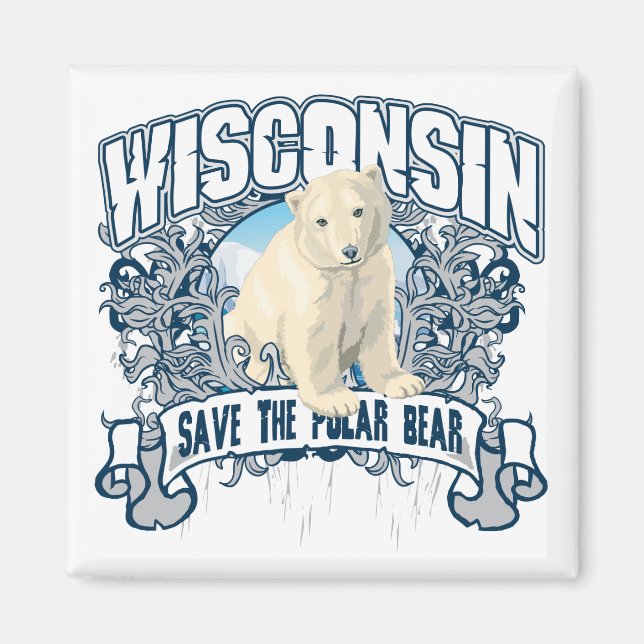 Imán Oso Polar Wisconsin (Frente)