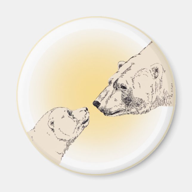 Imán Oso Polar y Fridge Cub Magent Regalos de Arte de V (Frente)