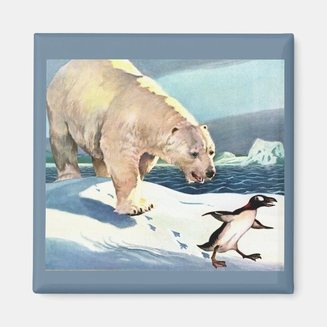 Imán Oso polar y pingüino de los años 1940 (Frente)