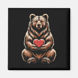 Imán Oso sosteniendo corazón Día de San Valentín Valent
