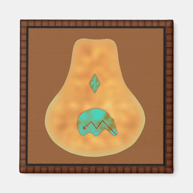 Imán Oso Turquoise Zuni nativo americano (Frente)