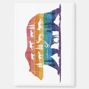 Imán Oso Vintage Fauna – Silueta Bosque Retro