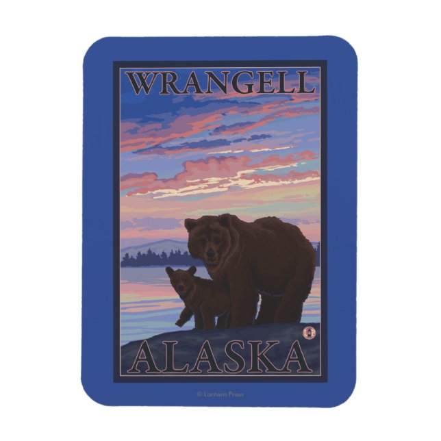 Imán Oso y cachorro - Wrangell, Alaska (Vertical)