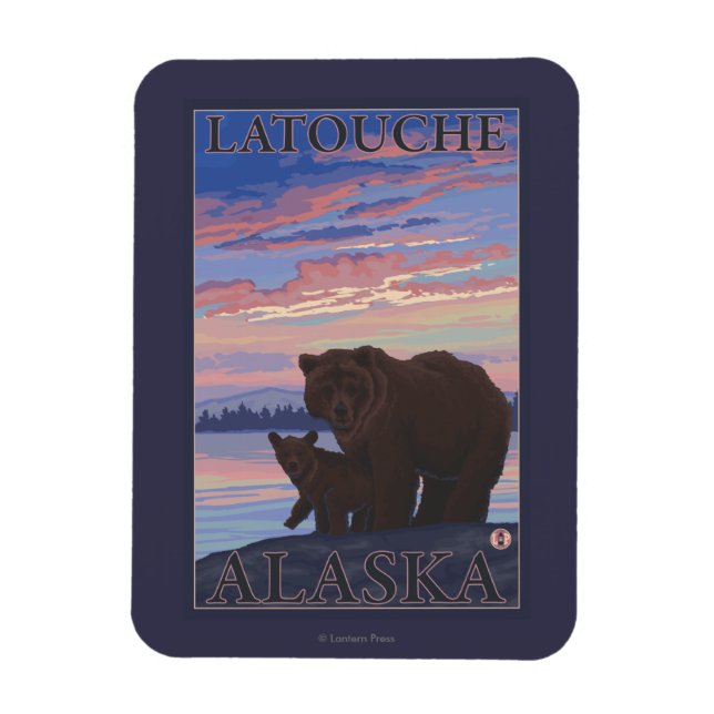 Imán Oso y cubo - Latouche, Alaska (Vertical)